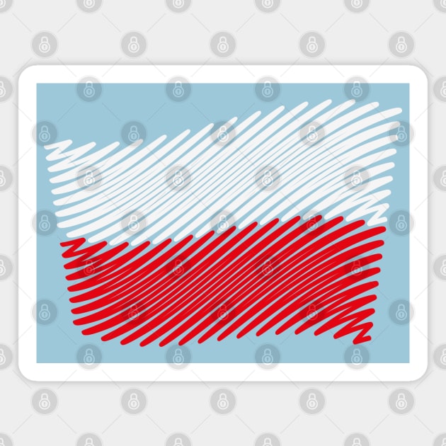 Poland Flag Scribble (White - Red) Magnet by MrFaulbaum